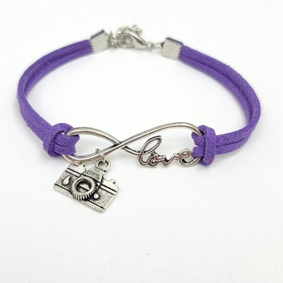 3/$20 Photographer Bracelet Camera Love Infinity Purple Suede Fashion Jewelry - Picture 7 of 7